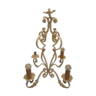 Lustre fer forgé blanc ancien 4 branches