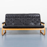 Modern Danish patchwork leather sofa sculptural from the 1970s