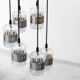 Chandelier 6 lights glass metal 1970s vintage modernism