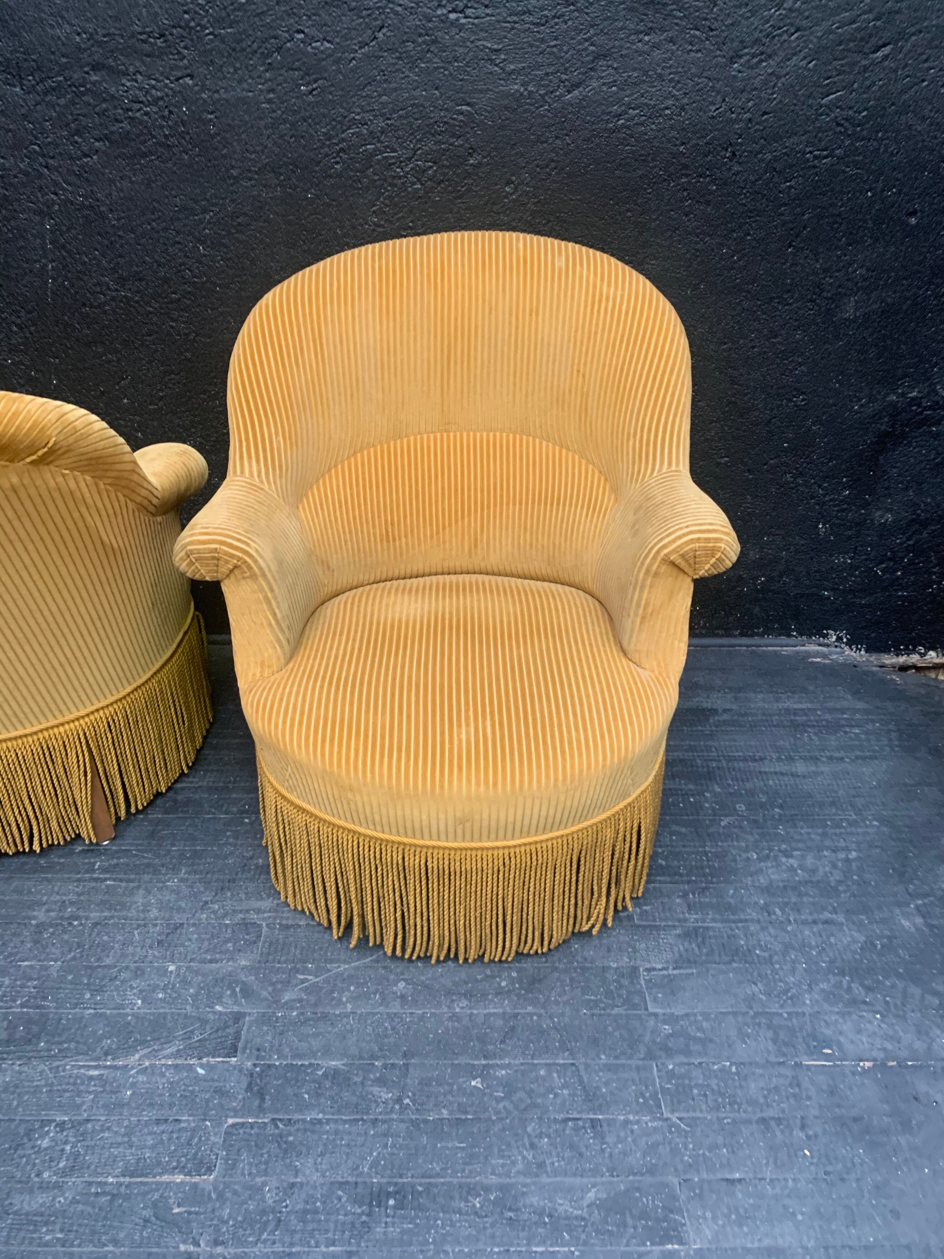 Suite de 3 fauteuils crapaud vintage