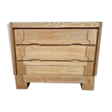 Commode vintage moderniste en orme massif 3 tiroirs