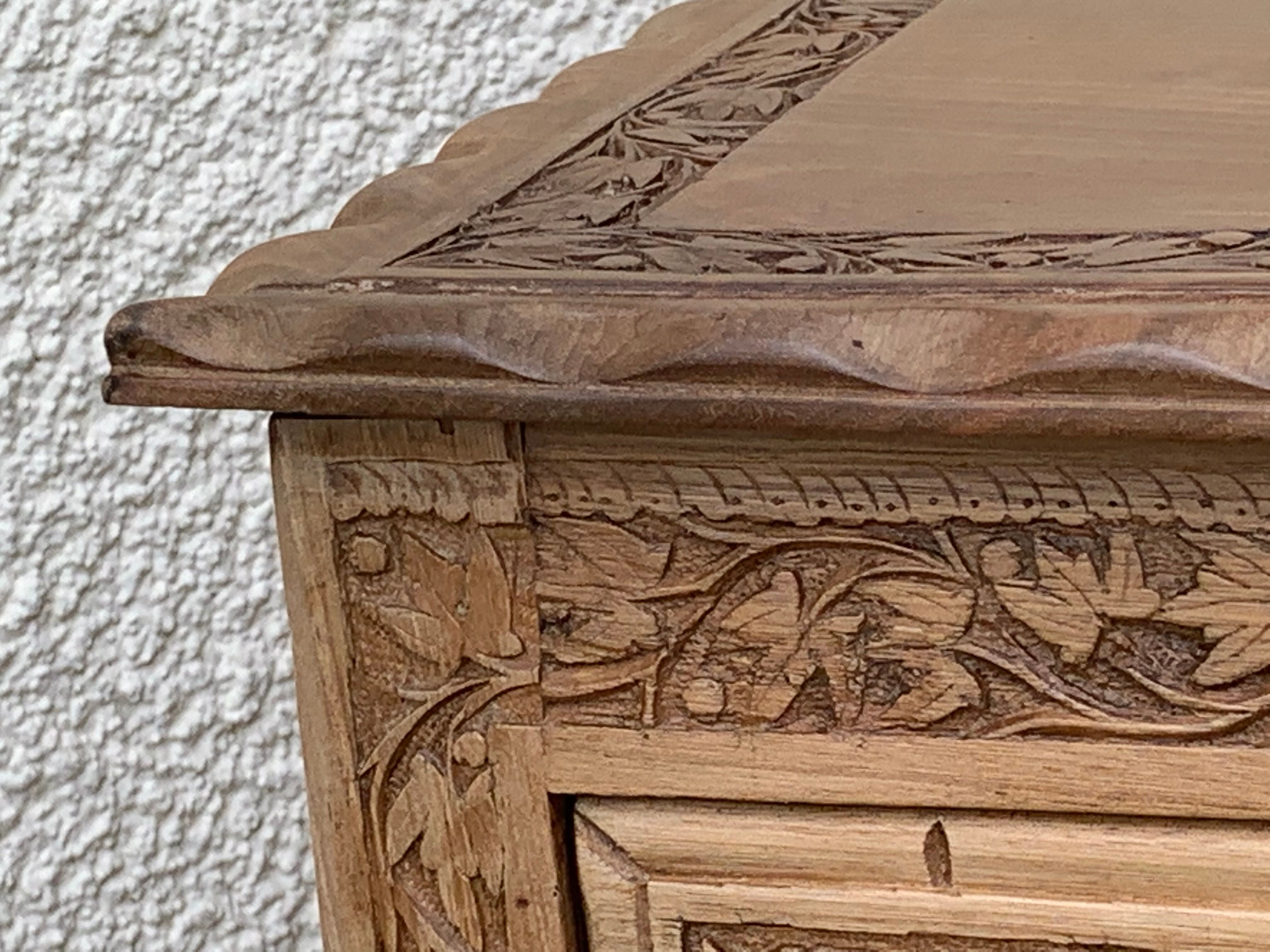 Carved solid Padouk chest of drawers 1950