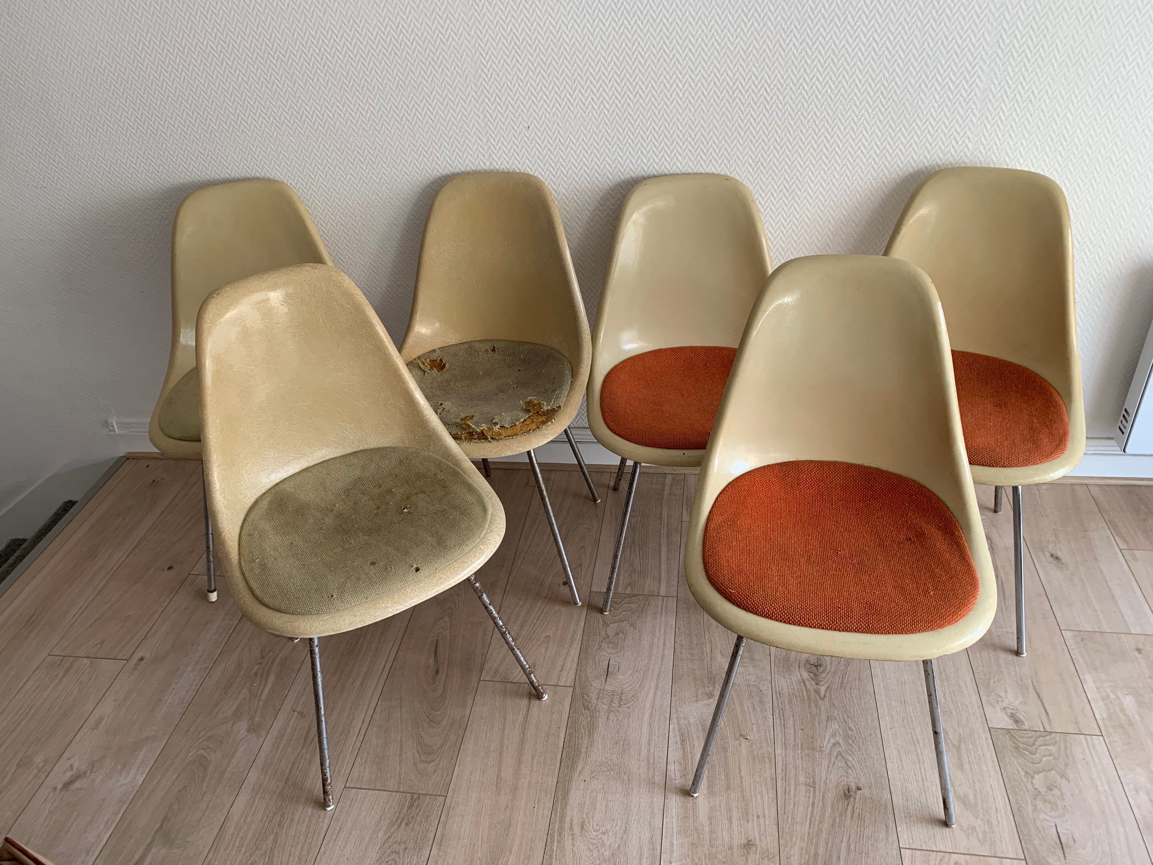 Suite of 6 DSX Charles & Ray Eames Chairs for Herman Miller
