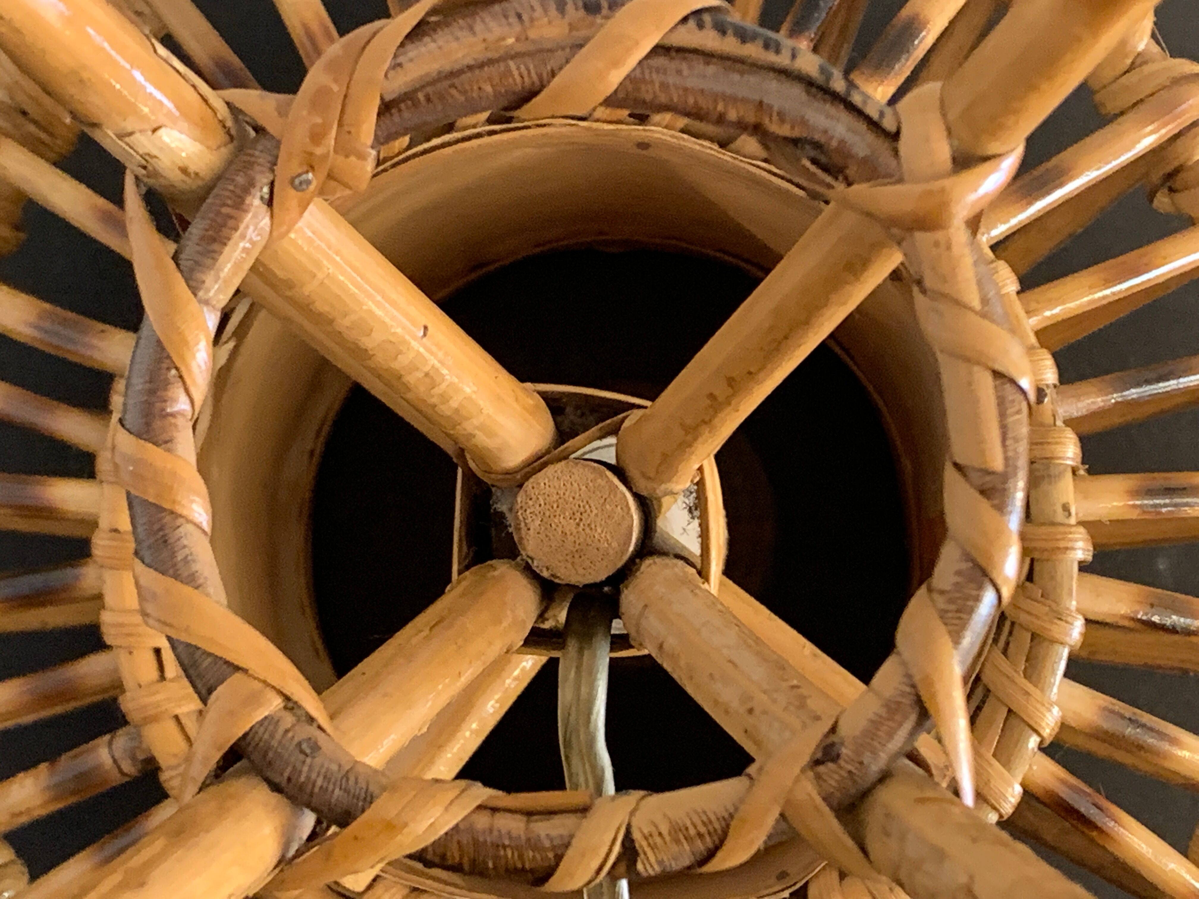 Rattan lamp in the shape of an ellipse Louis Sognot 1950