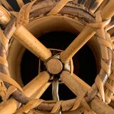 Rattan lamp in the shape of an ellipse Louis Sognot 1950