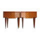 Pair of 60s veneer bedside tables with brass decorations
