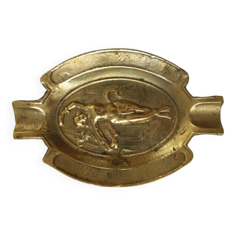 Ashtray representing an oriental dancer in gold metal