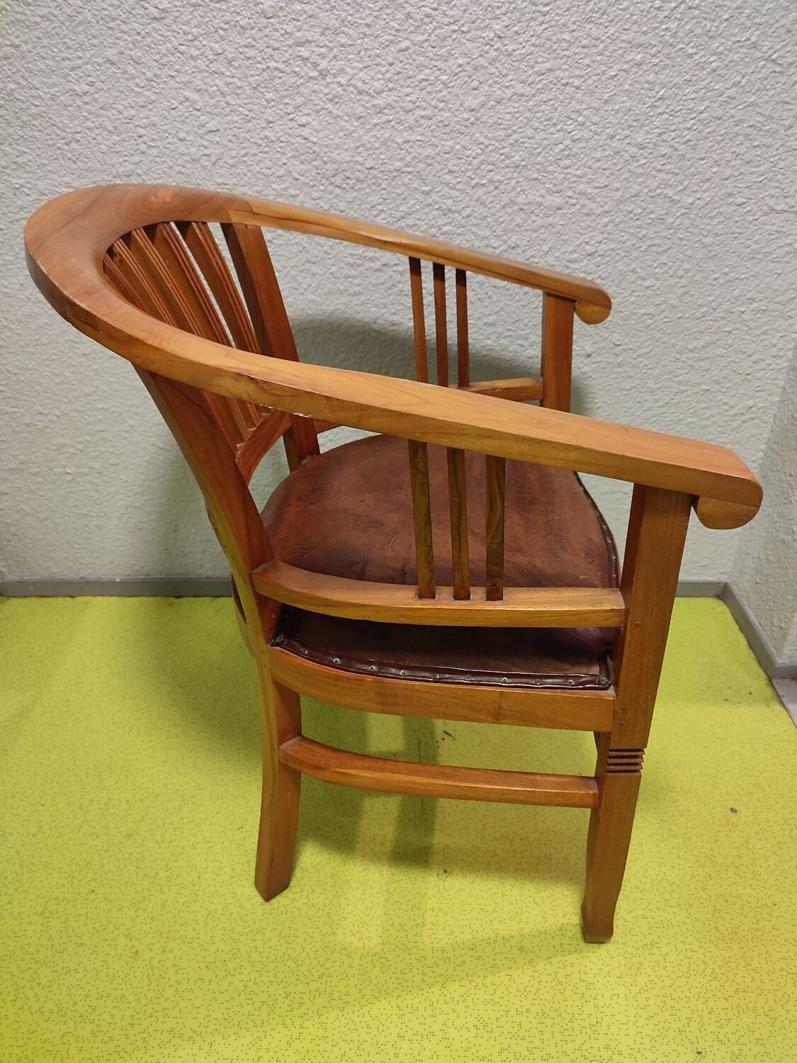 Fauteuil de bureau en teck et cuir vintage