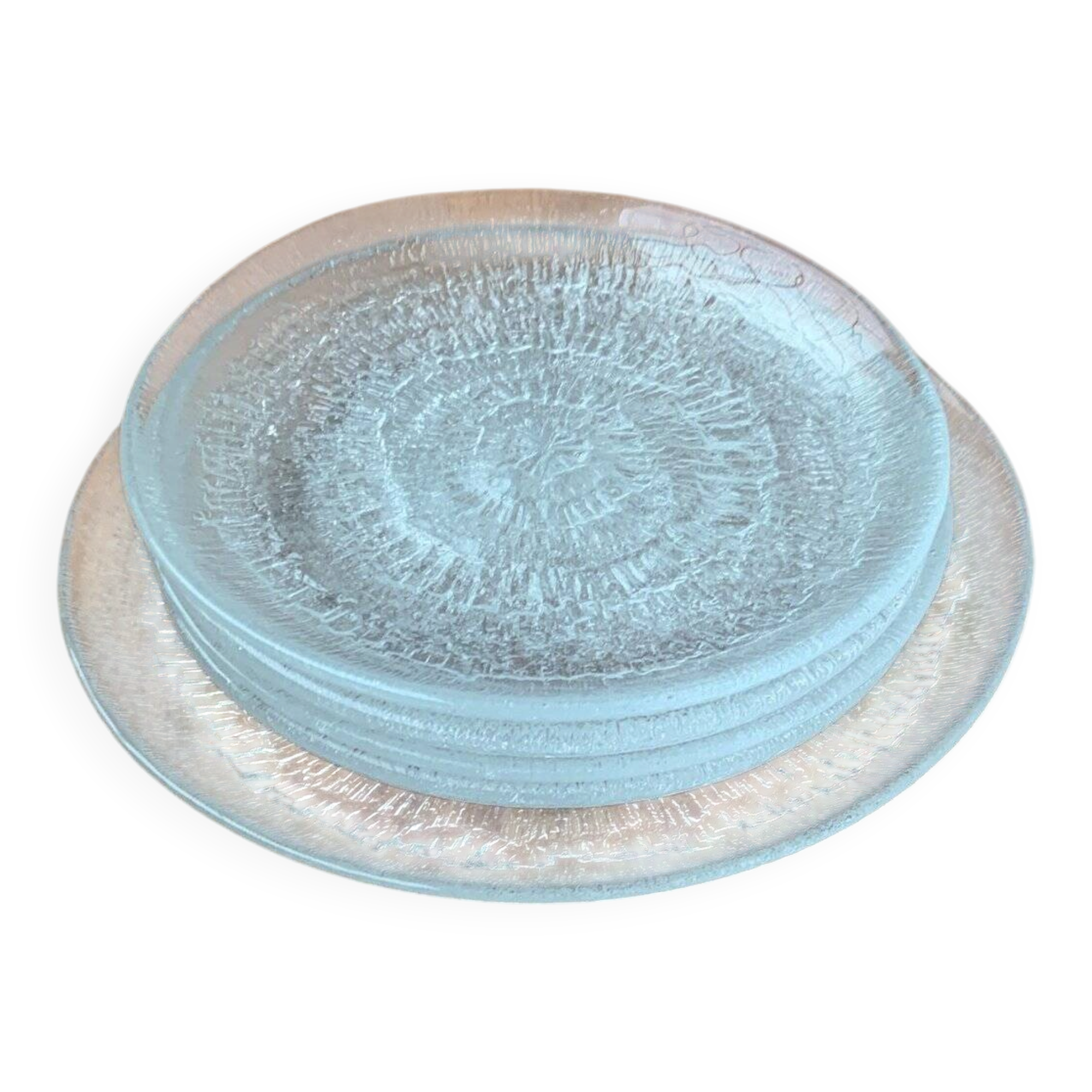 Vintage Finnish Glass Plates Solaris by Tapio Wirkkala for Iittala, Set of 5