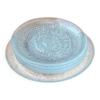 Vintage Finnish Glass Plates Solaris by Tapio Wirkkala for Iittala, Set of 5