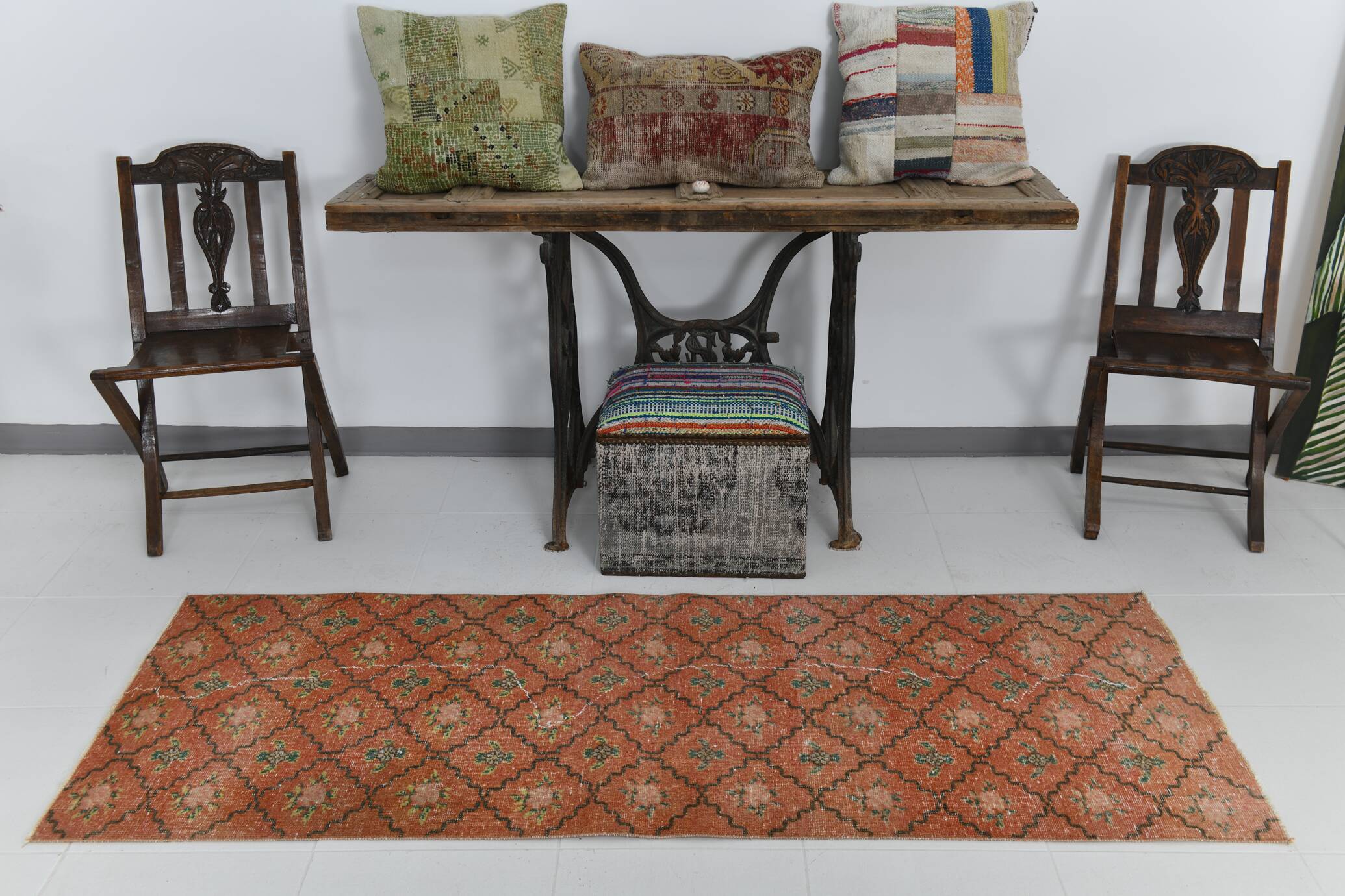2x7 short vintage runner rug, 78x208cm