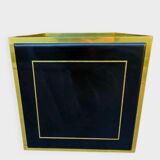 Brass cache-pot & black lacquer – attributed to Claude Mahey – circa 1970