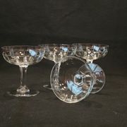 4 Antique Champagne Glasses In Engraved Crystalline