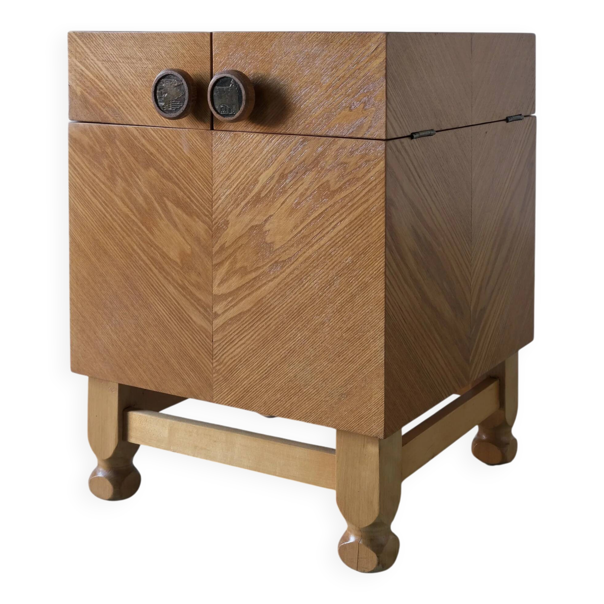Mid-century oak bar cabinet side table, 1960s