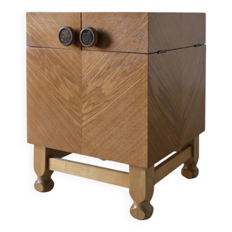 Mid-century oak bar cabinet side table, 1960s