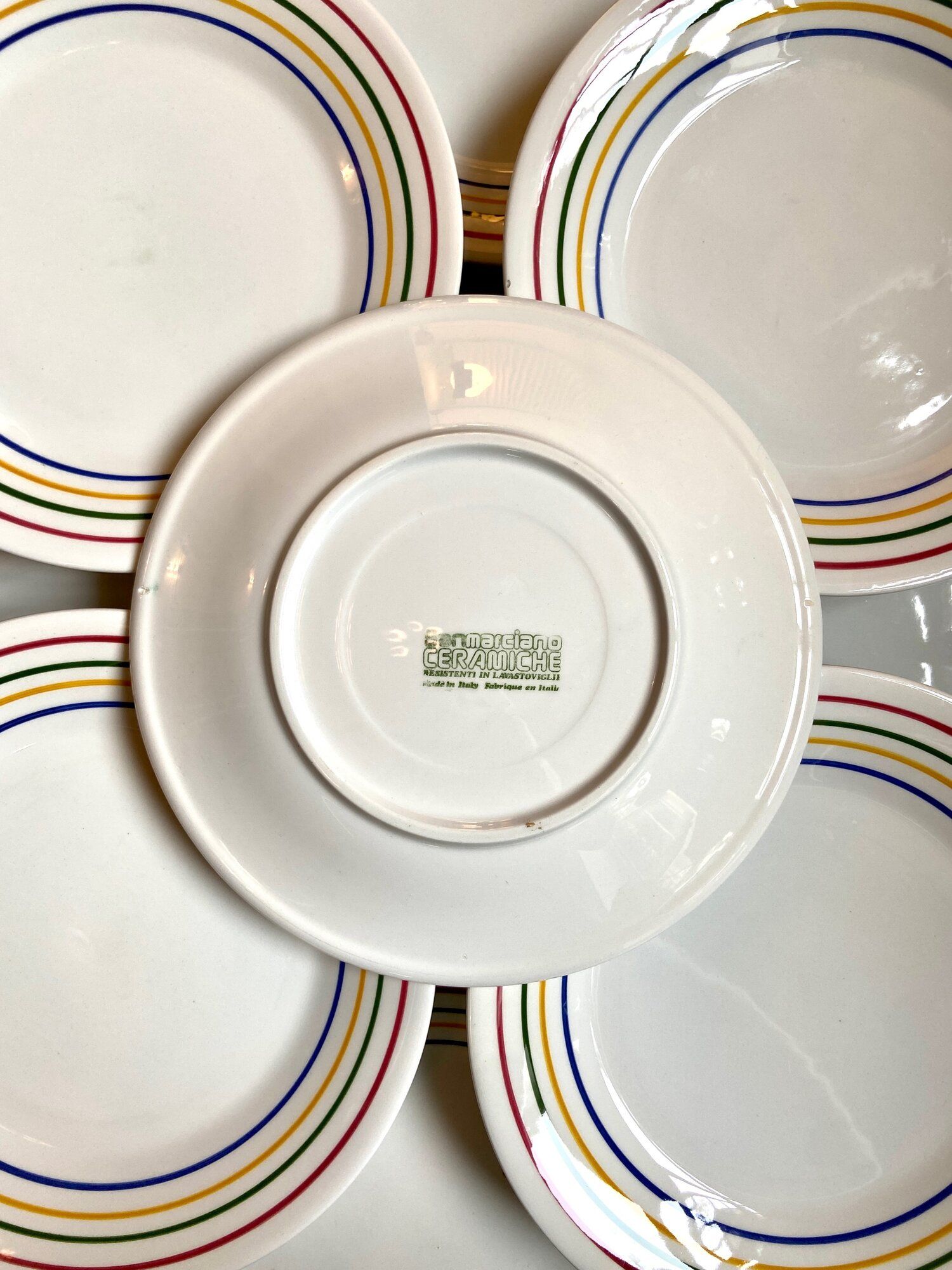 9 flat plates San Marciano Ceramiche in enamelled Italian earthenware