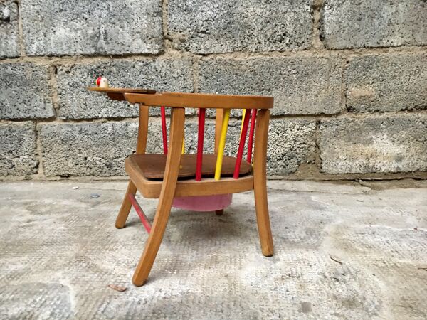 Chaise fauteuil  enfant vintage en bois par Baumann 1950