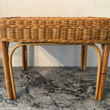 Ottoman vintage in rattan and woven wicker