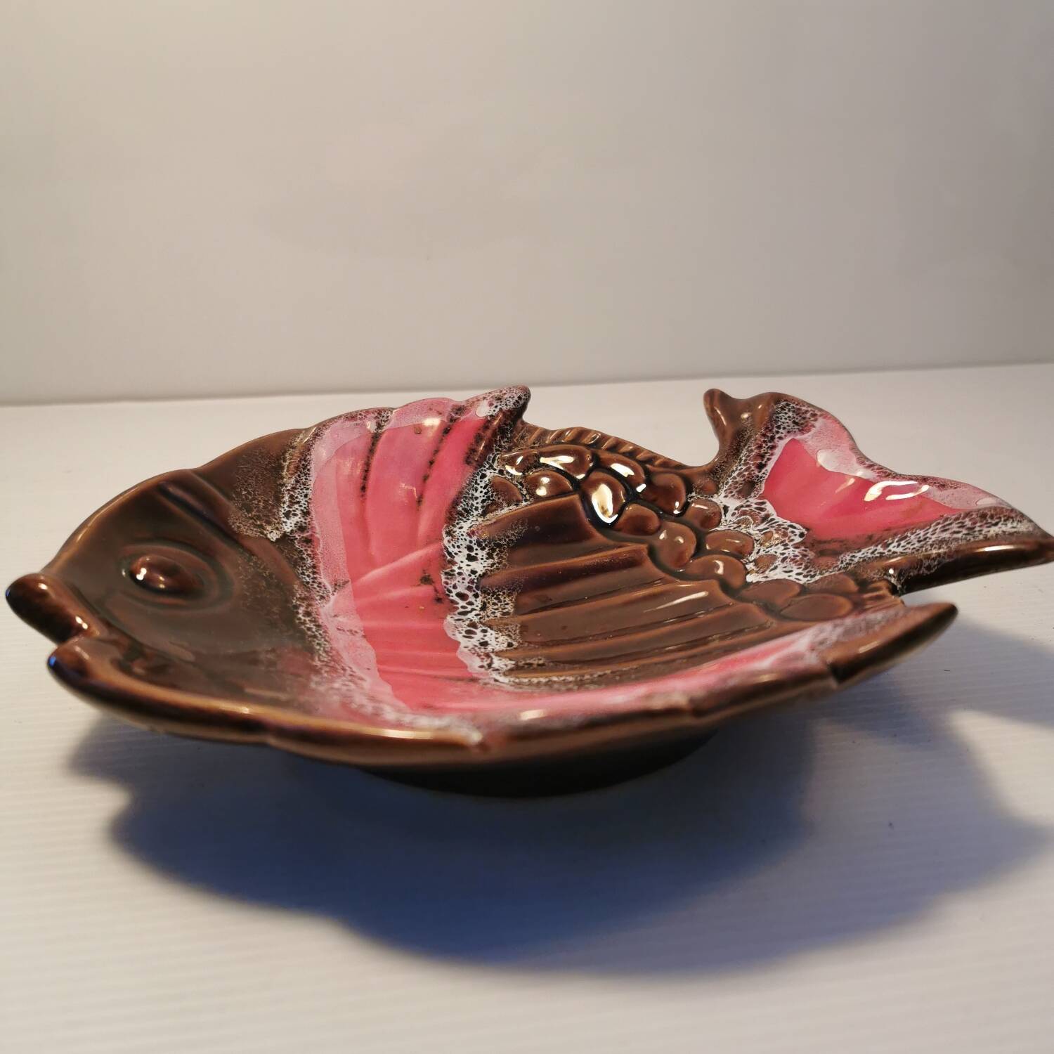 Dish / empty fish pocket in vintage ceramic 70s signed Vallauris