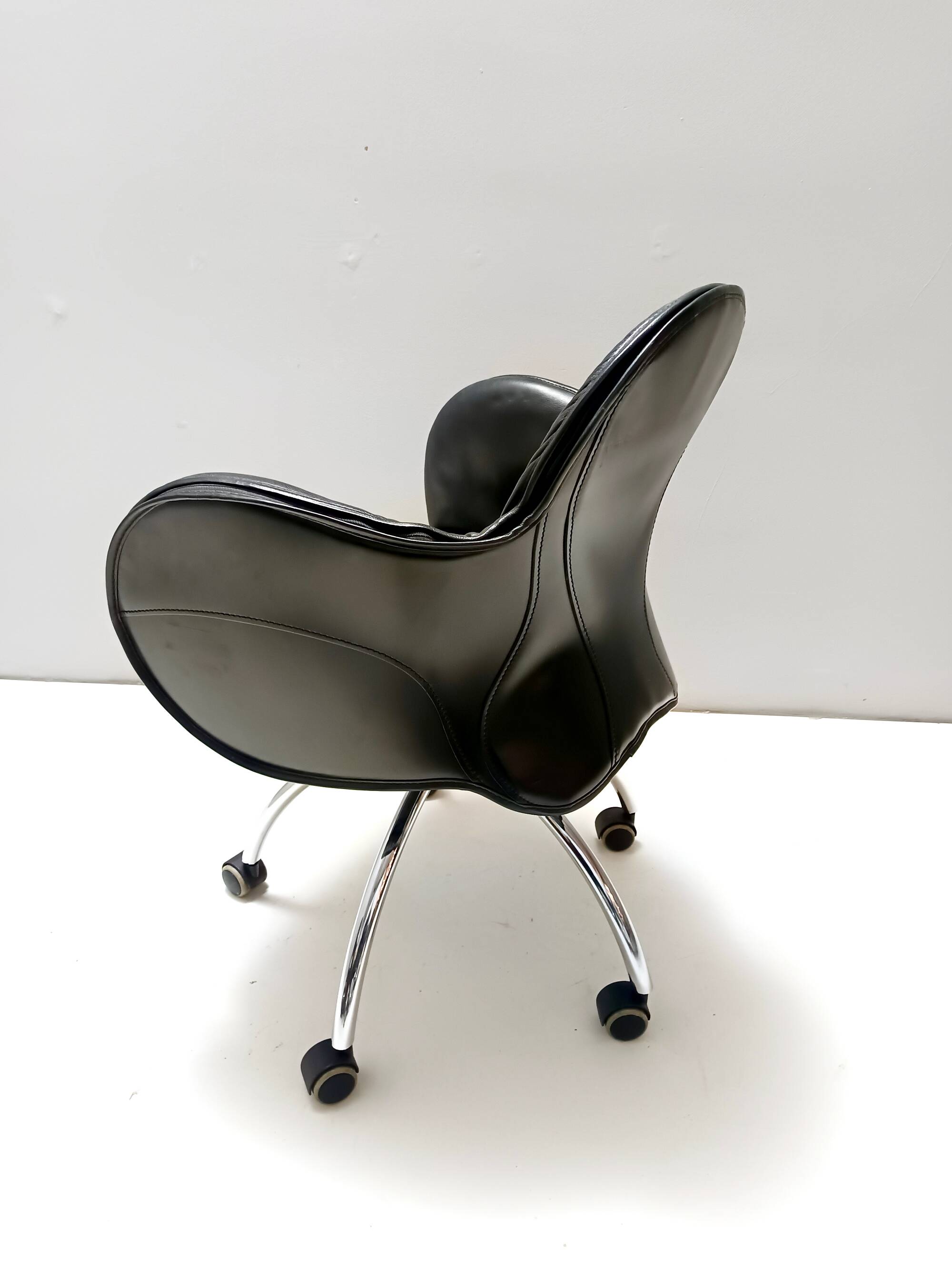 Black Leather Incisa Office Chair by Vico Magistretti for De Padova, 1992