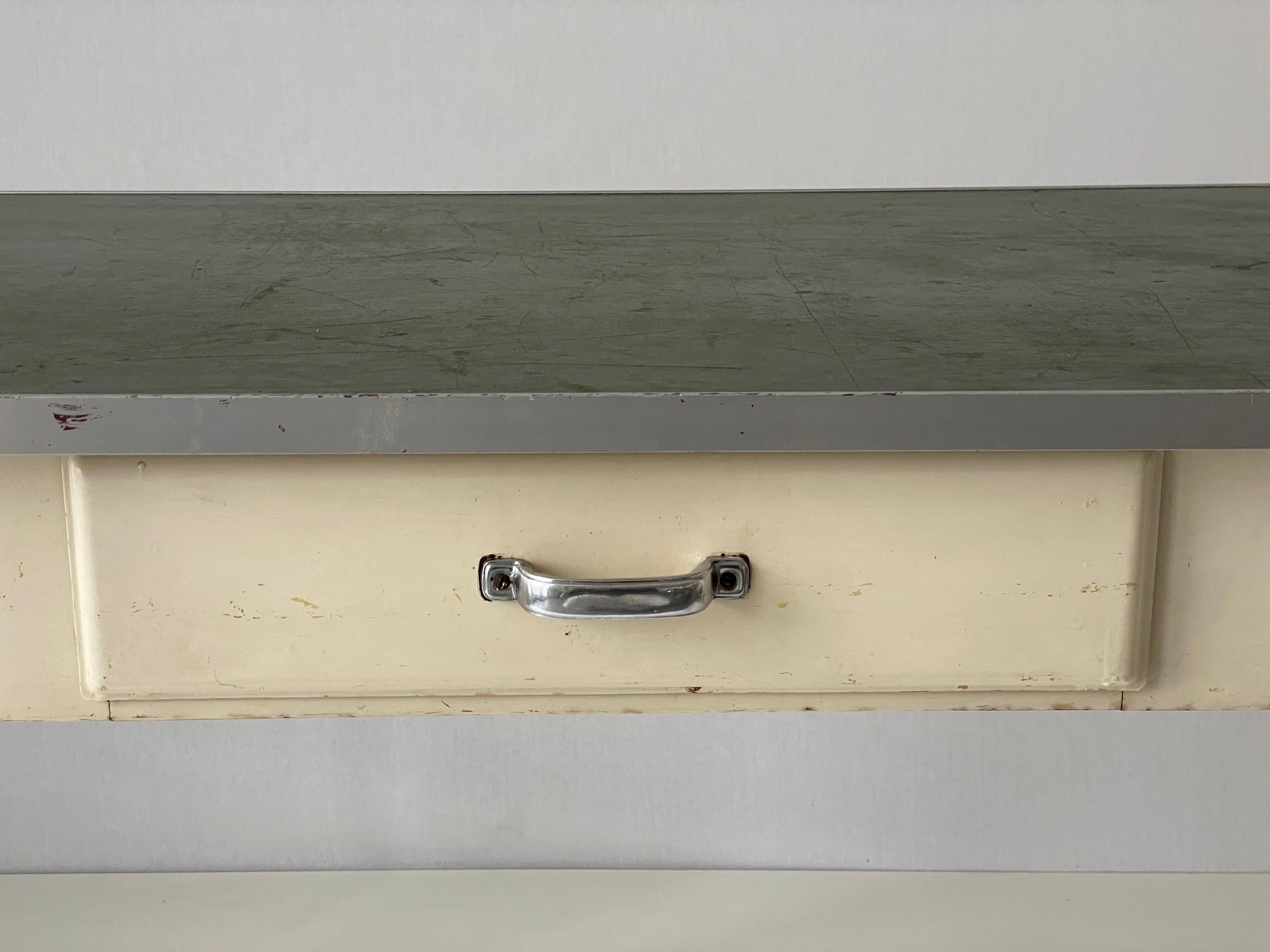 Art Deco industrial hospital doctor's desk with drawer, 1940s, Germany