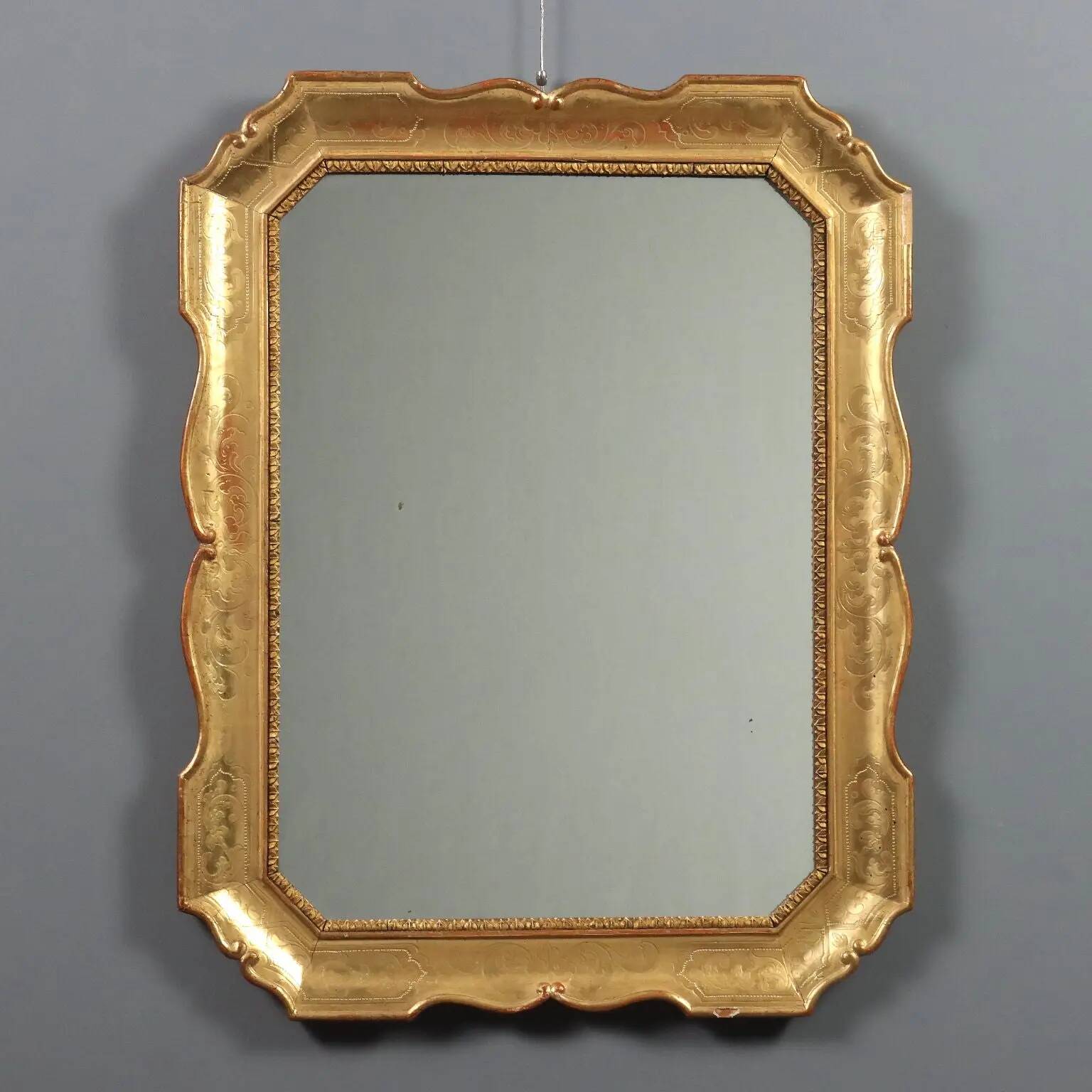 Antique gilded carved wooden mirror, France, 20th century