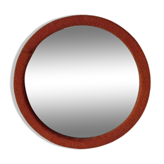Miroir mural avec tissu orange, années 1950