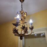 Set of 3 gold painted metal chandeliers