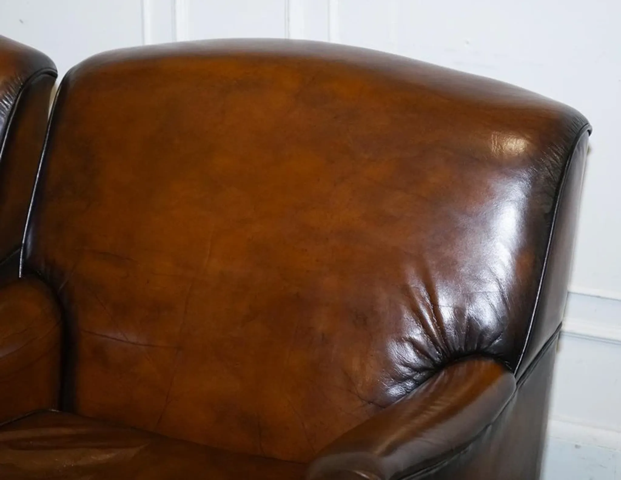 Set of Hand-Dyed Leather Cigar Chairs