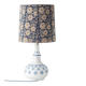 Blue and white porcelain table lamp by Lladró with floral shade in new silk.