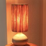 Stoneware potter's lamp, raffia lampshade, 1970s