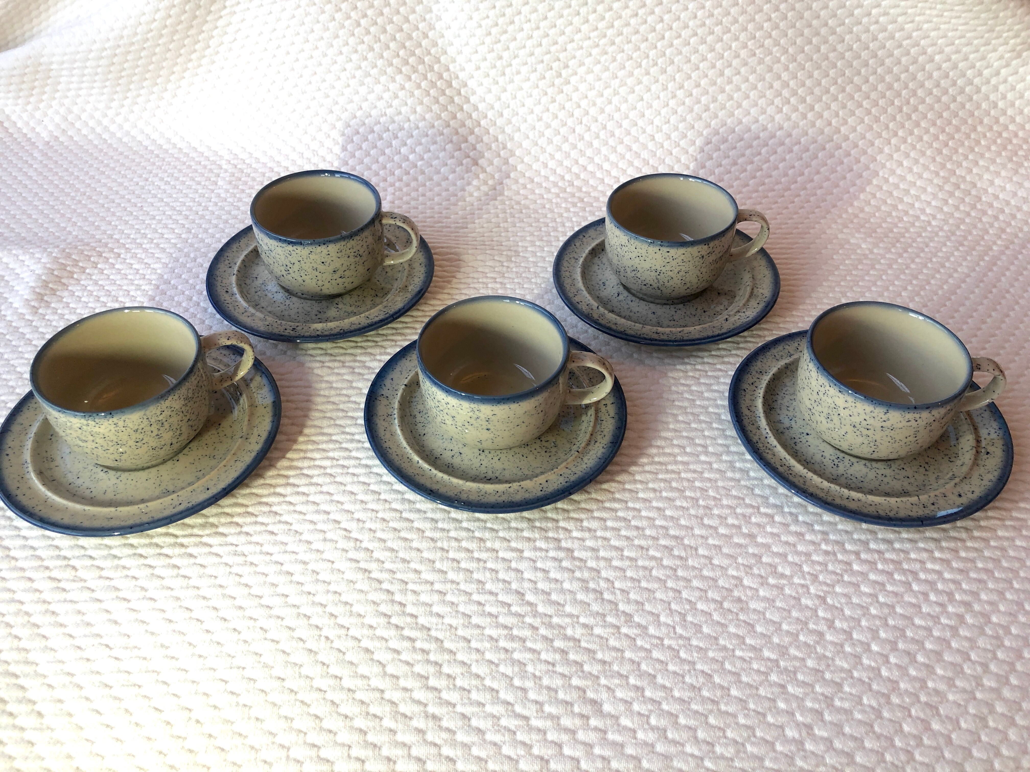 Blue glazed ceramic coffee cups