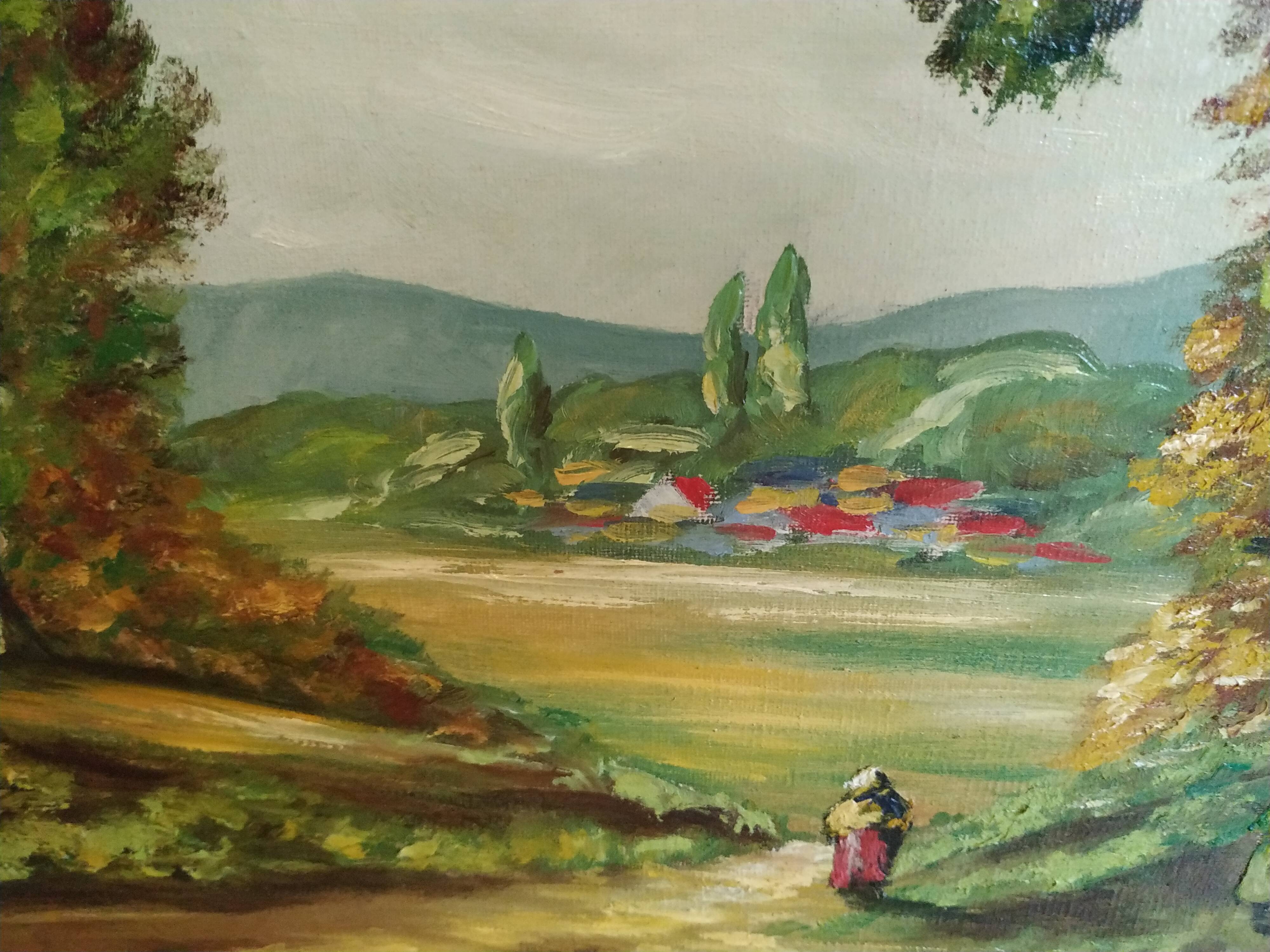 Oil on canvas "ballad in the Breton countryside"