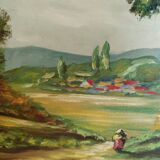 Oil on canvas "ballad in the Breton countryside"