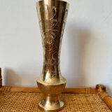 Vase en laiton doré gravé Indien
