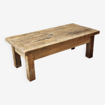 Table basse rectangulaire en bois  brutaliste