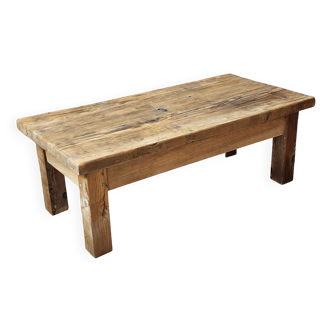 Rectangular brutalist wooden coffee table