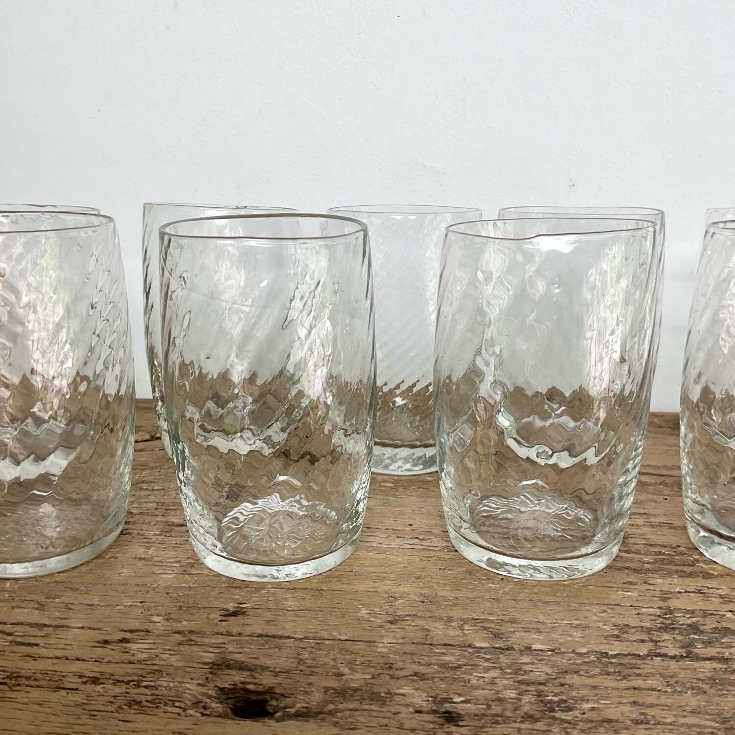 9 small vintage twisted glasses