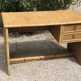 Vintage desk in bamboo, rattan and brass from Dal Vera, Italy 1970s