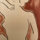Signed painting in Chinese ink and art deco pastel, female portrait “the bath”