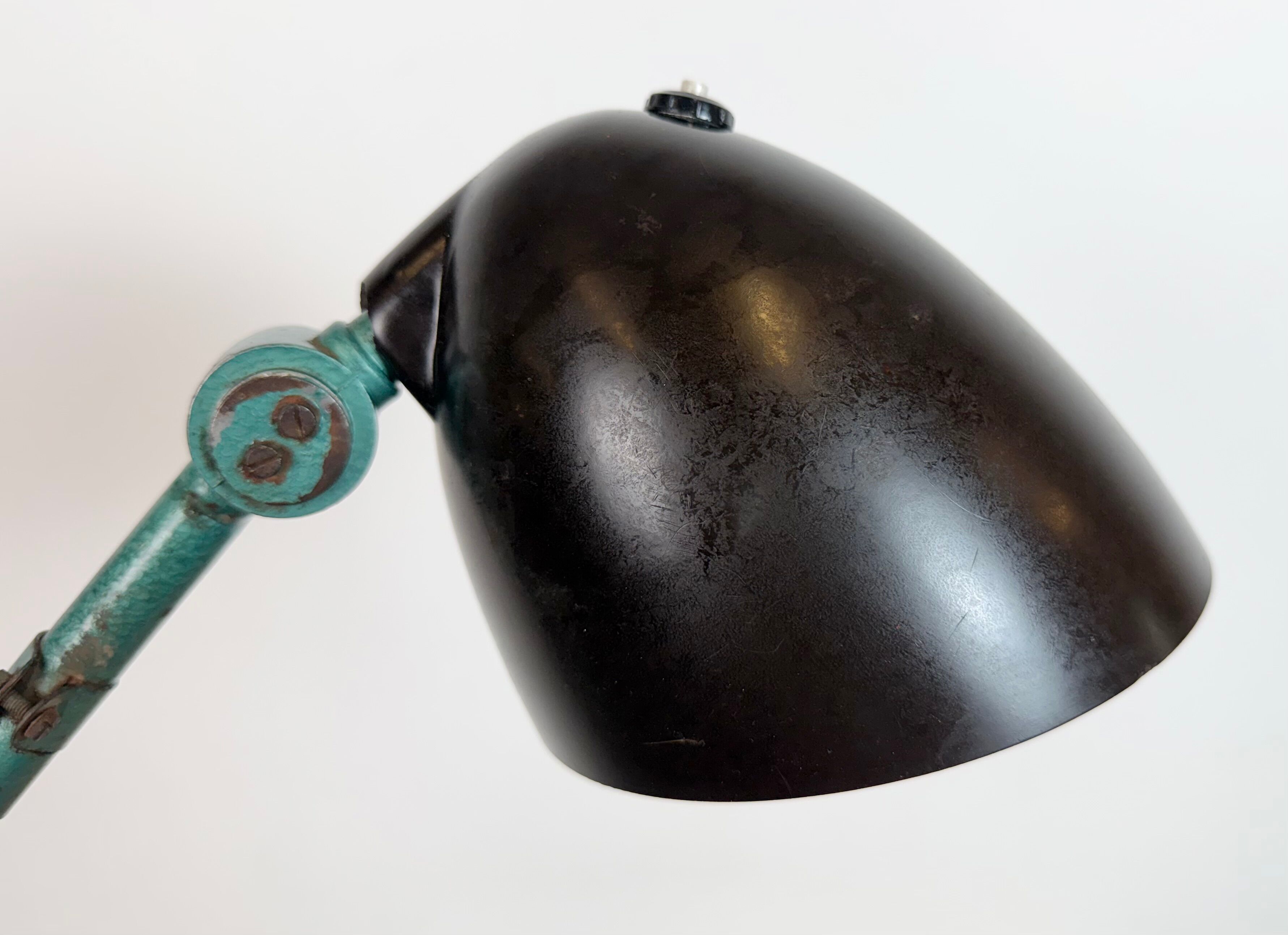 Large Green Industrial Workshop Table Lamp, 1960s