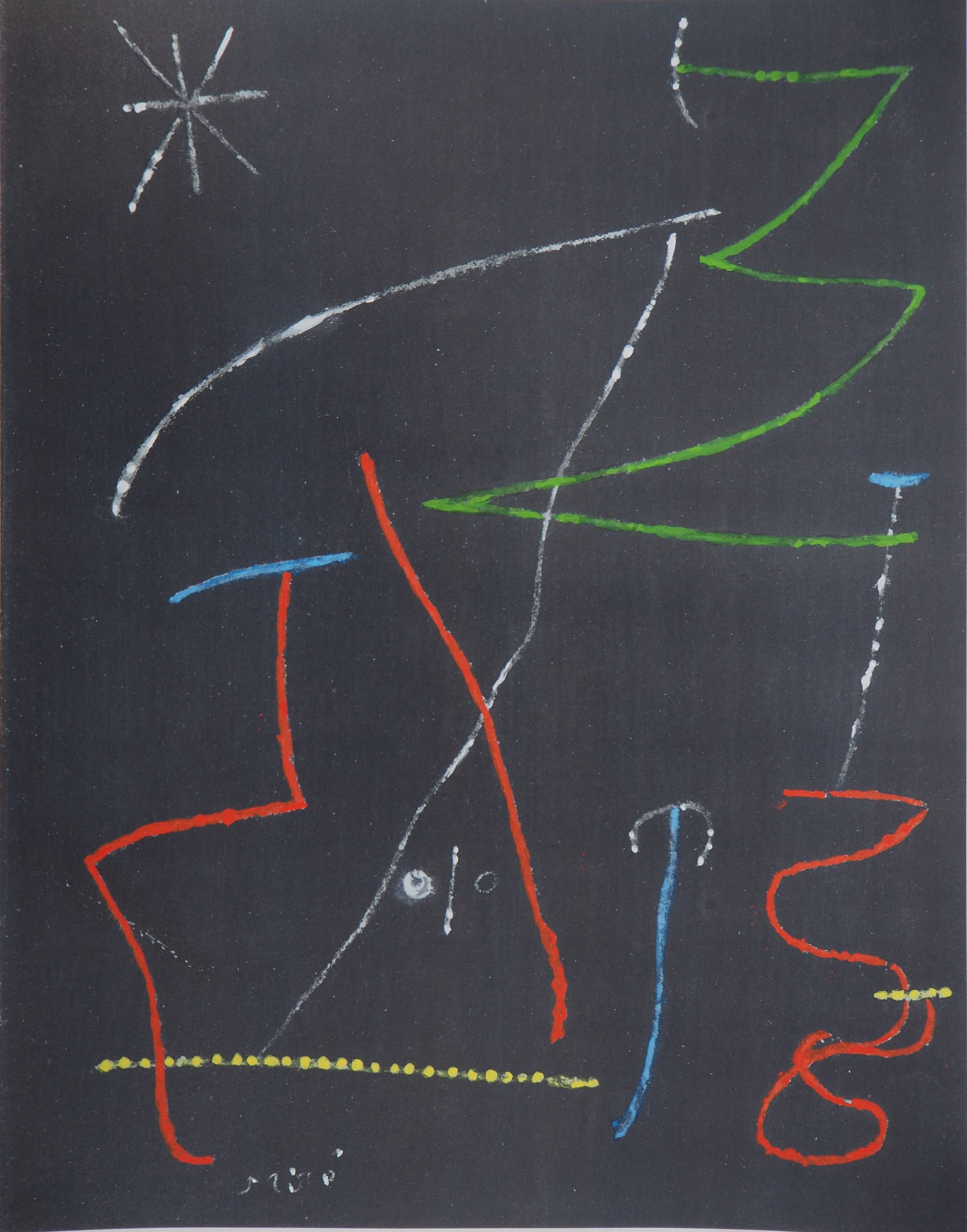 Joan miro: bird in the night - original signed stencil