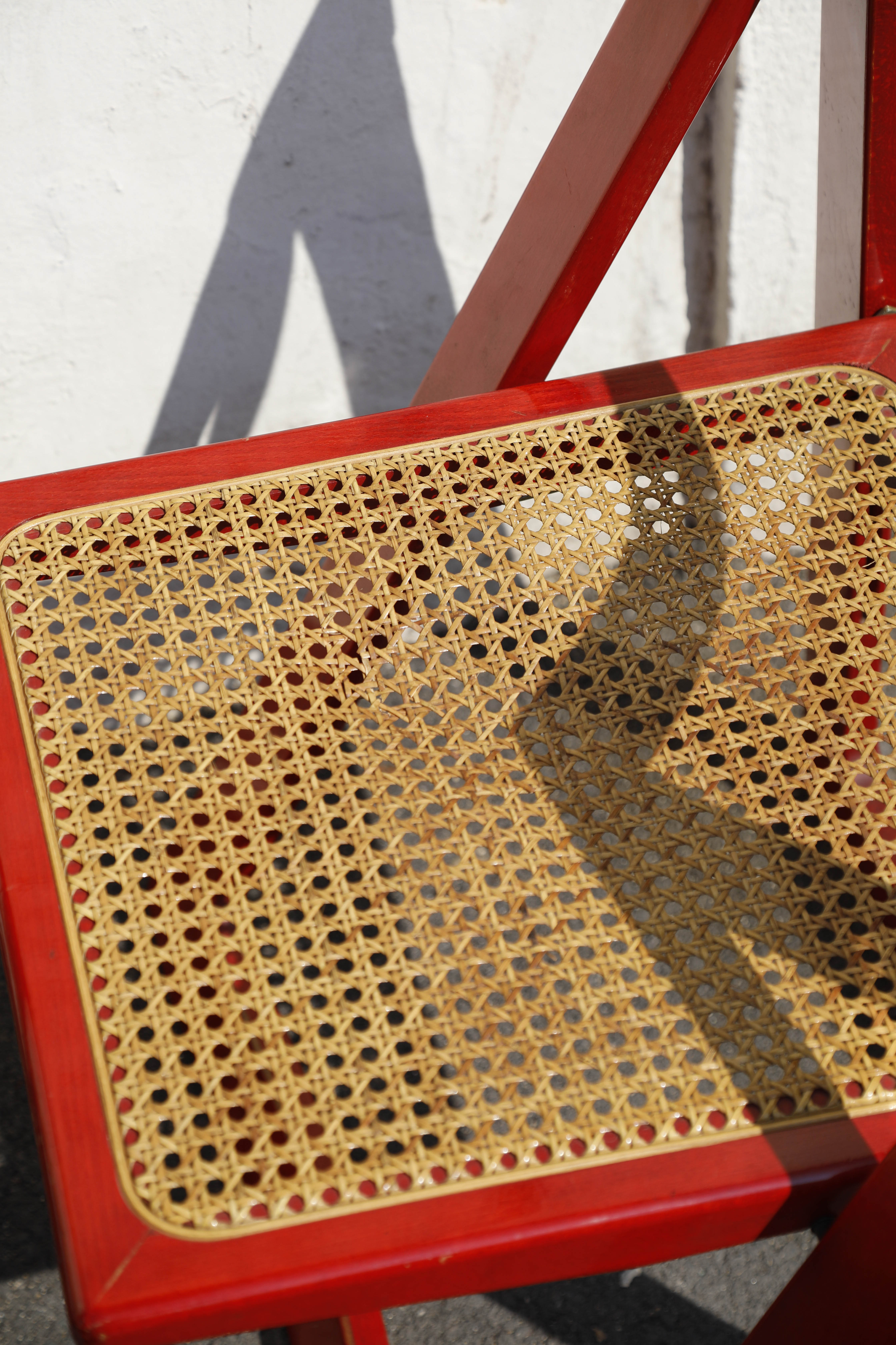 Pair folding canne chairs Bazzani 1960