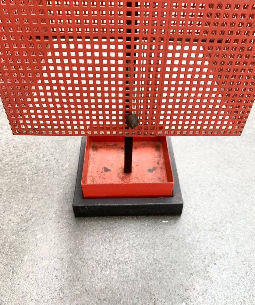 Minimalist perforated steel umbrella stand, 1960s