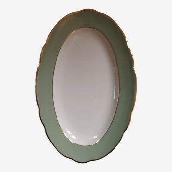 Villeroy & Boch Mettlach celadon and gold oval dish