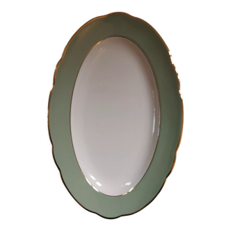 Villeroy & Boch Mettlach celadon and gold oval dish