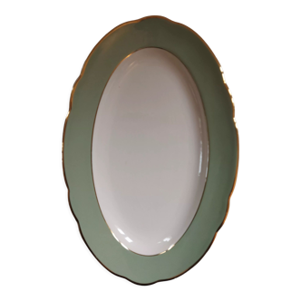 Plat ovale Villeroy & Boch Mettlach céladon et or