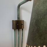 Vintage adjustable wall lamp, brass and patinated green, Italy 1950
