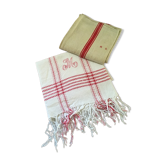 Two old, dismatched dishcloths