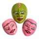 Ensemble de 3 masques muraux vintage peints à la main